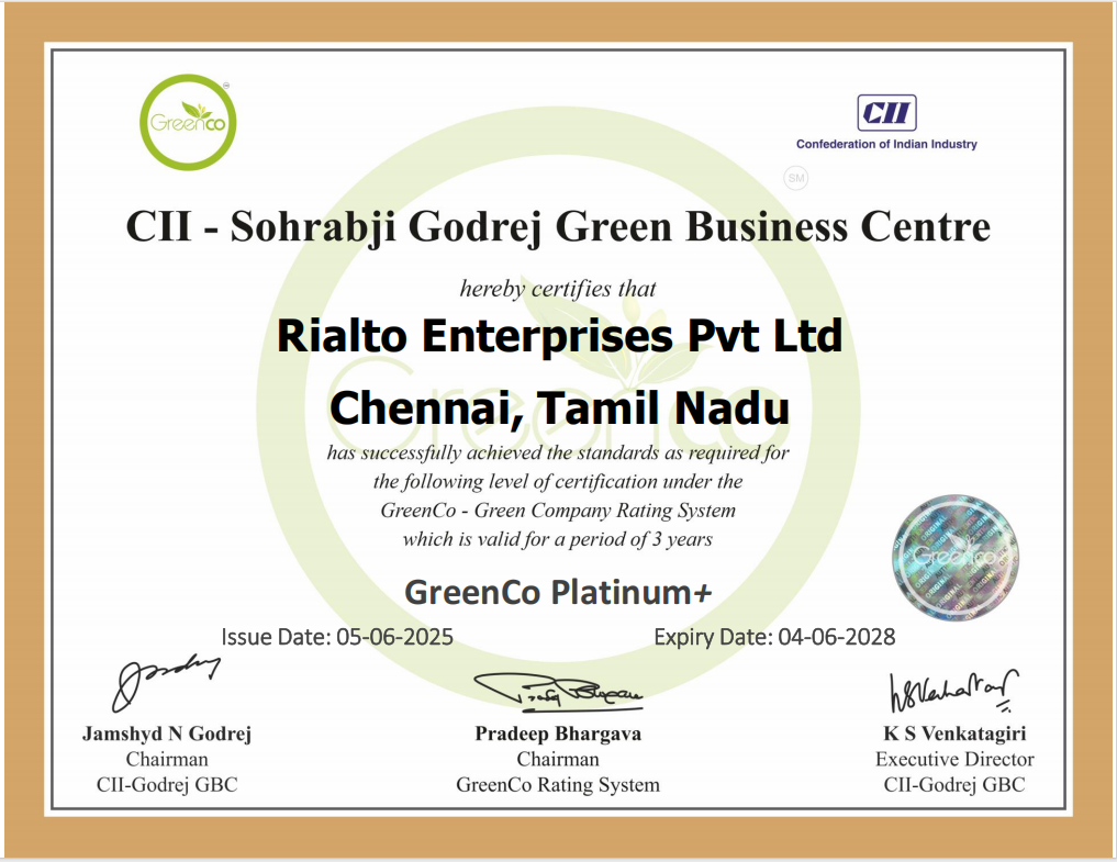 GreenCo Re-Certification Assessment conducted by CII–Godrej Green Business Centre on 3rd & 4th June 2025 at our Chennai facility